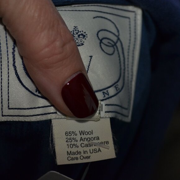 Sz 4 W WATHNE Blue Wool Blend Lined Blazer - Picture 7 of 7